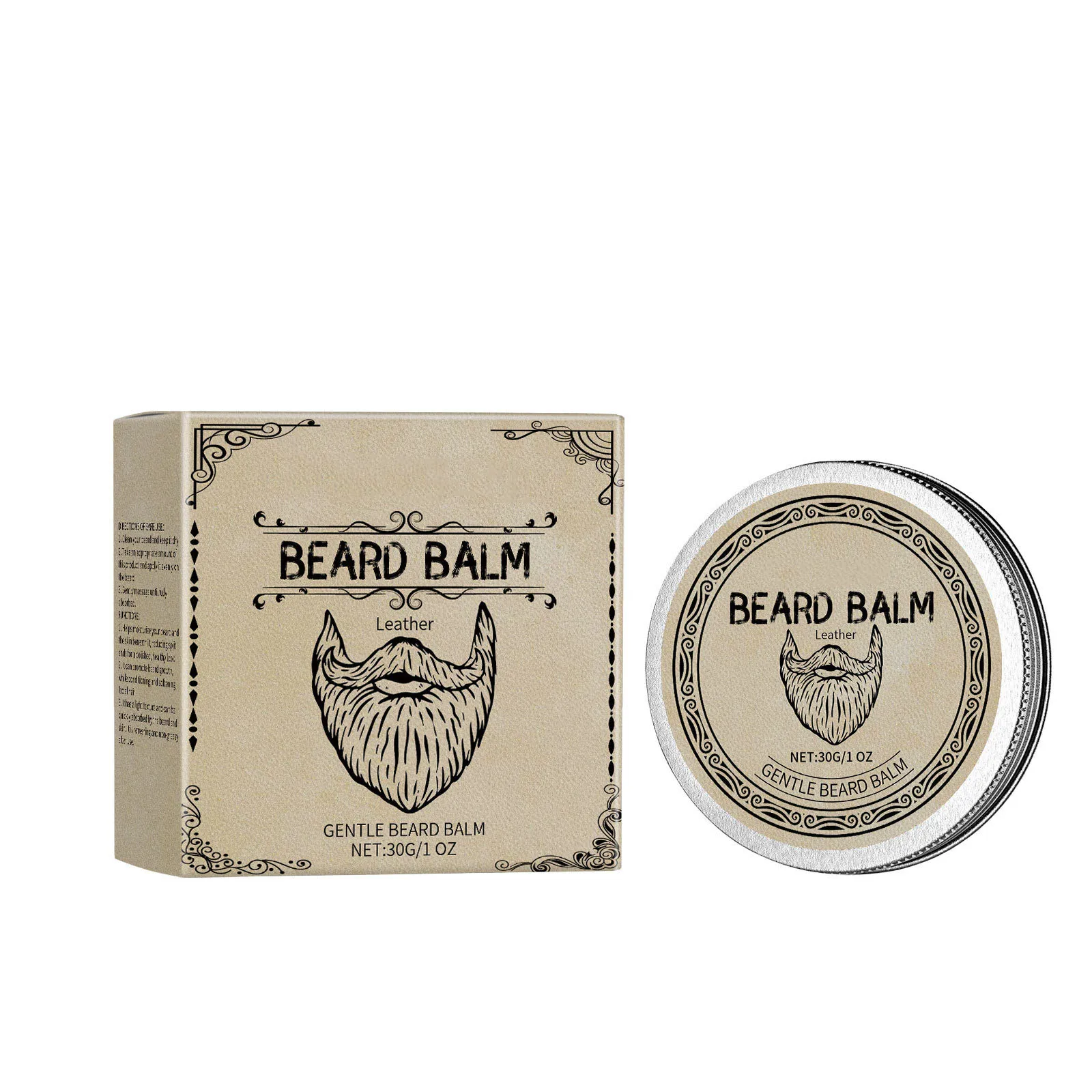 Private Label All Natural Ingredients Moisturizing Strong Hold Beard Balm Cream Hair Moustache Wax for Men