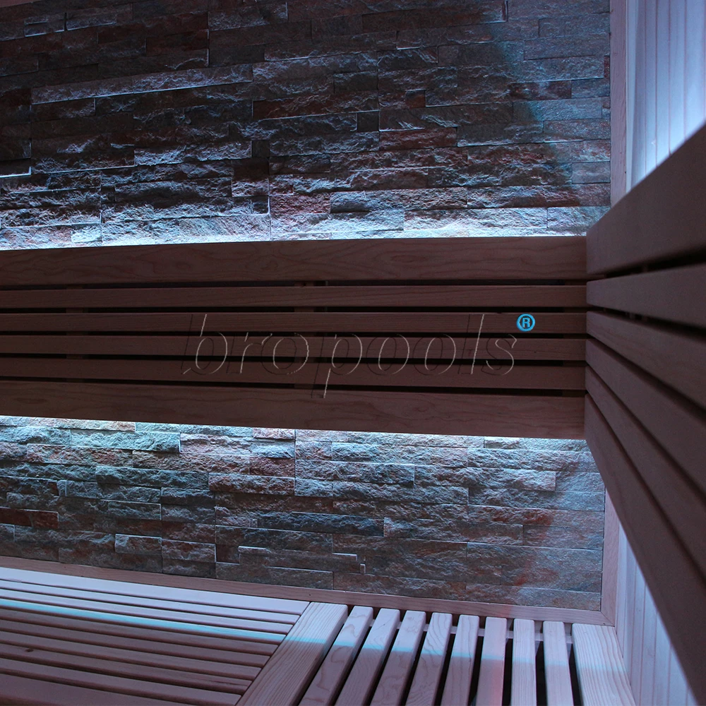 Bropool Luxury Smart Indoor Multi-Function Full Spectrum Infrared Sauna Room 4-6 Low EMF Red Light Control Panel Modern Hemlock