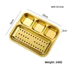 Golden-four-compartment barbecue tray with oil drain