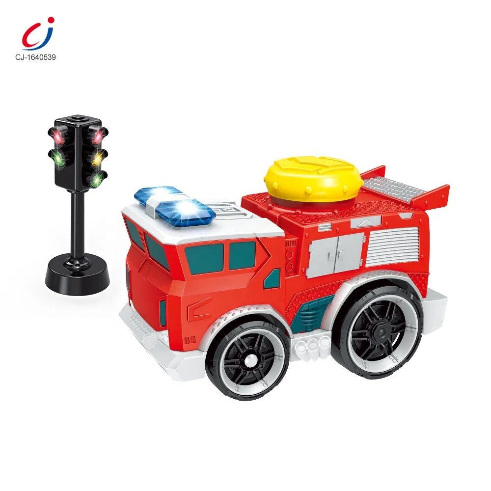 Simulation Traffic Light Slam Power Crash Stunt Car Electric Little Kid Toy Fire Truck With Light Sound