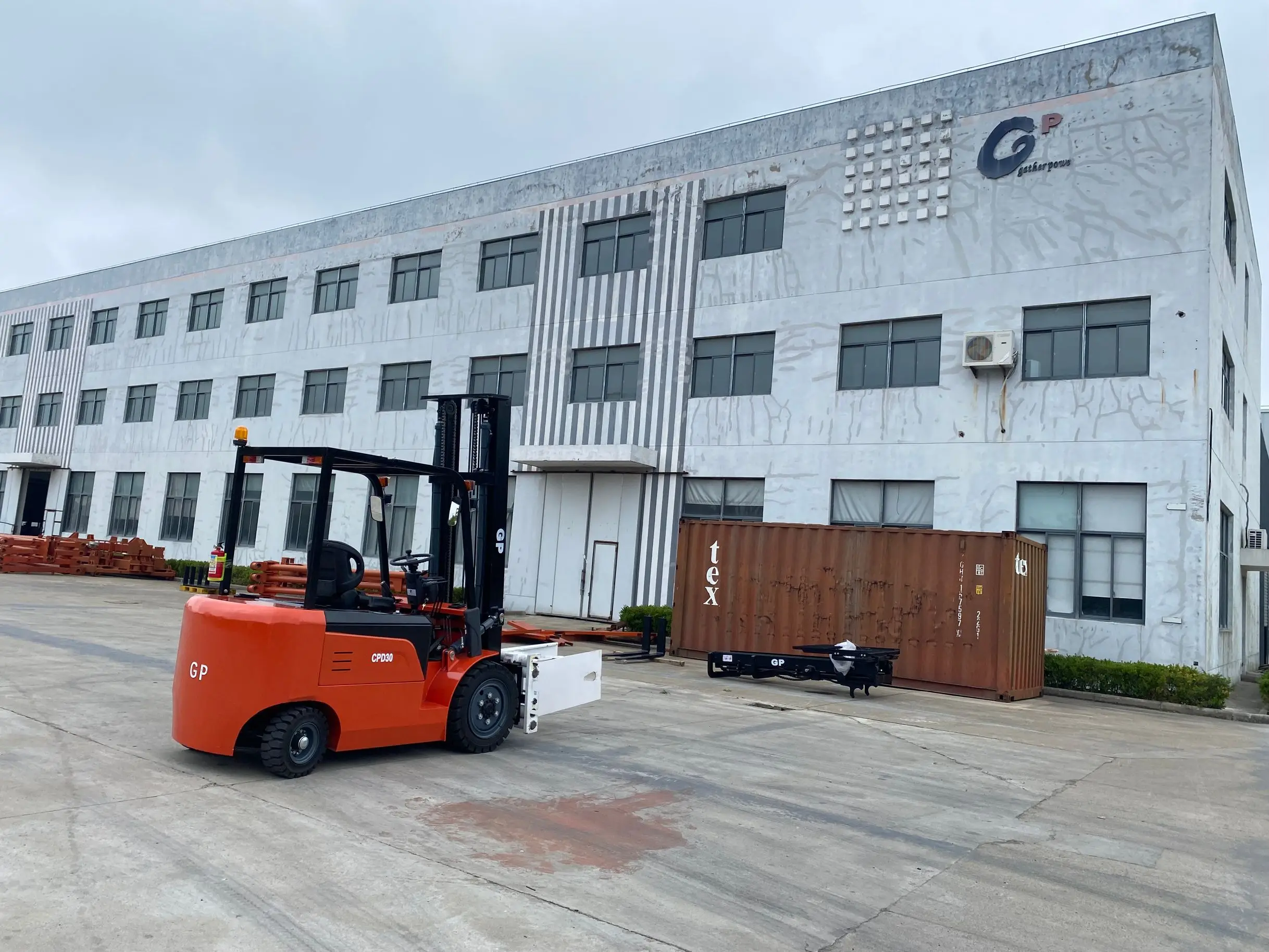 Duple Mast Lithium Battery Optional Small 3 Ton Electric Forklift With Bale Clamp