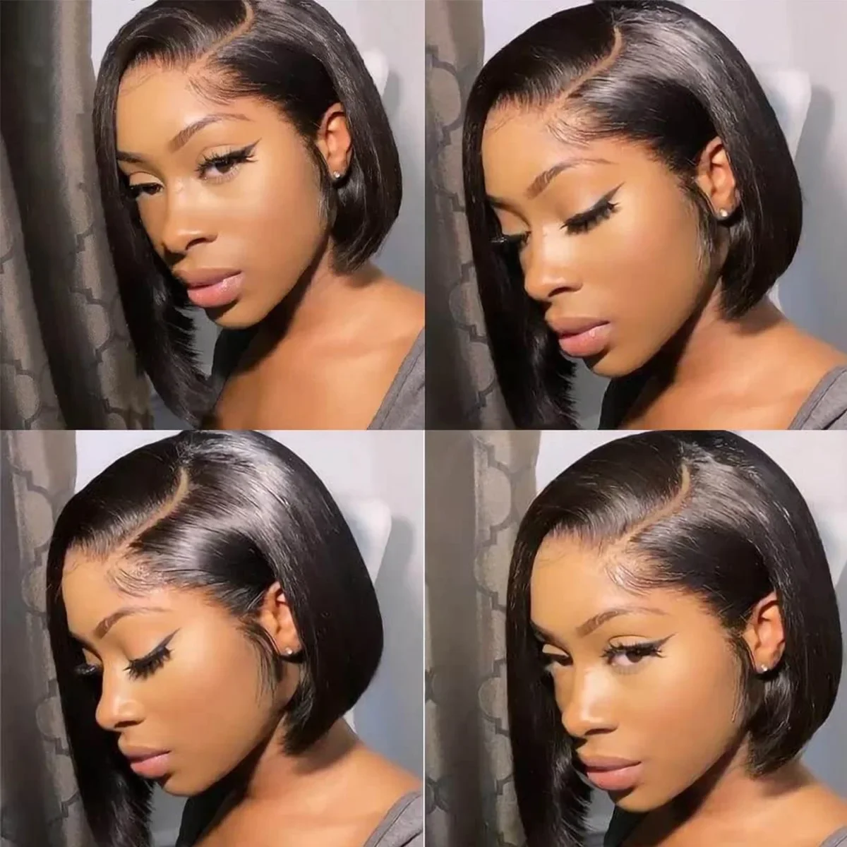 Parrucca Bob Capelli Umani Frontale Pizzo Capelli Remy 150 Densità Parrucche Donne Corto Pre Pizzicato_voghion.com