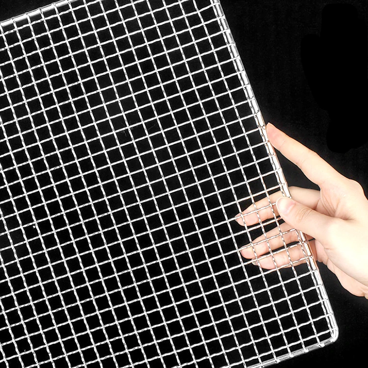 Wholesale Non-stick 304/316 Stainless Steel Copper BBQ Grill Mesh Silver/Red Round/Rectangle Wire Mesh Net for Fish Barbecue