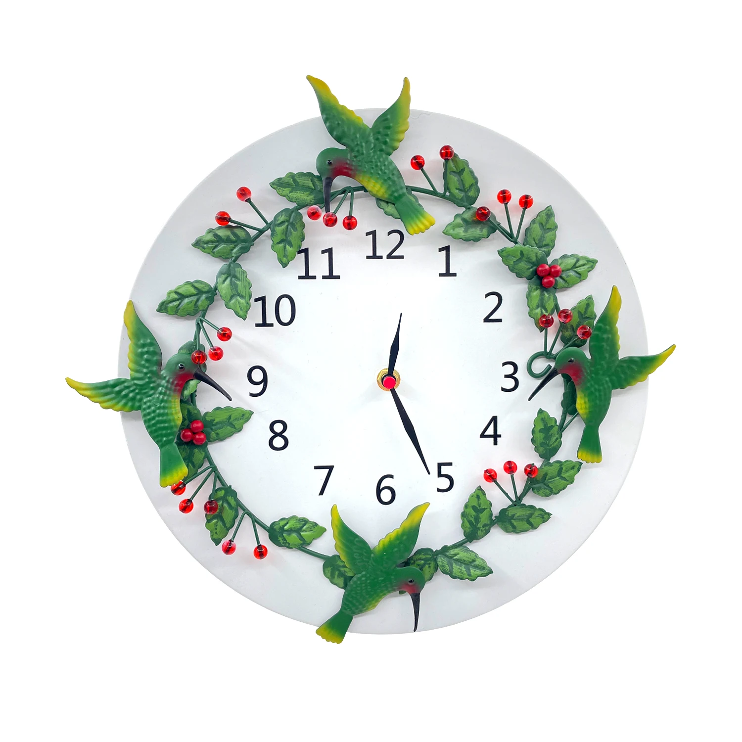 Home  Flower Clock  home  gift wall clock with bird metal flower Different Shape Gift Fashion