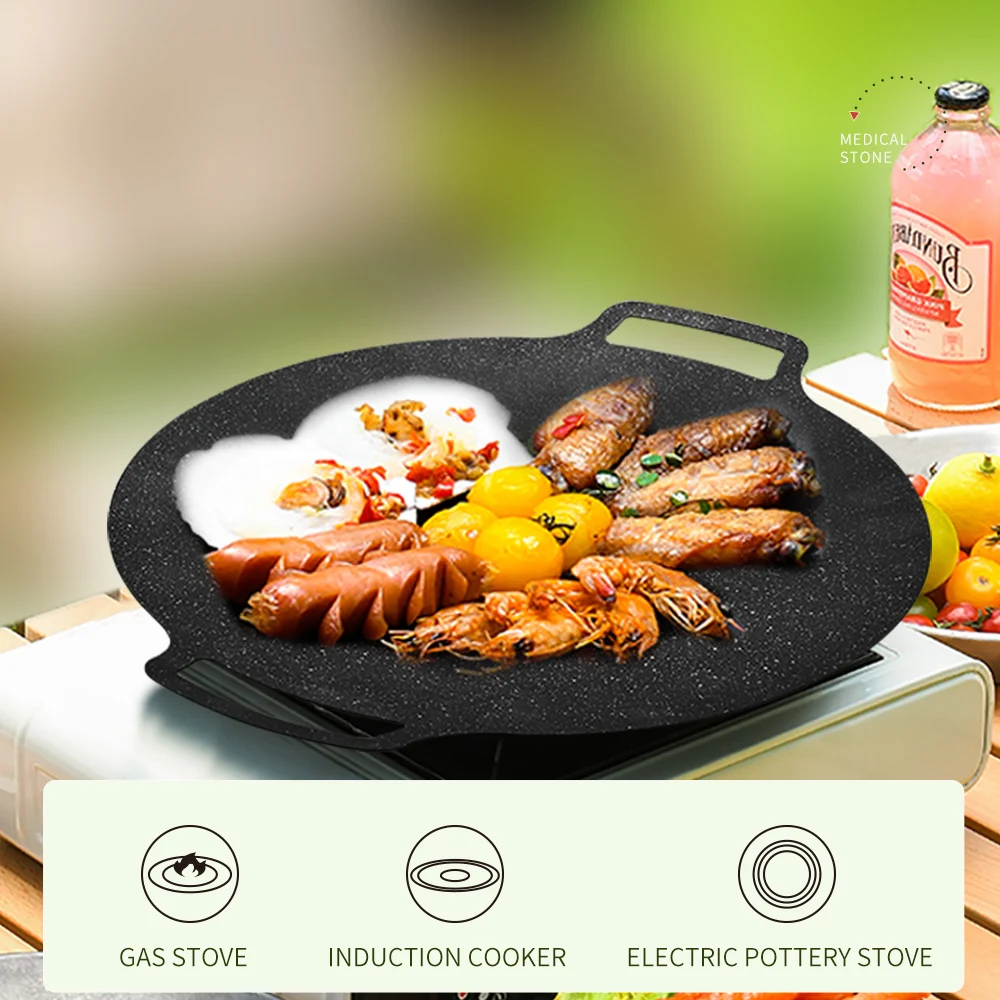 Gas Cooker Grill Pan Portable Korean BBQ Grill Pan Non-Stick Grill