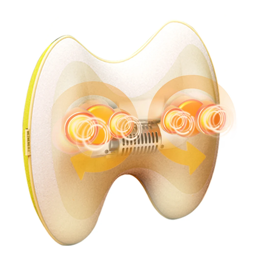 HEZHENG Portable Lumbar Neck Massager Hot Compress Waist Kneading Massage Pillow Effective Low Back Pain Relief Machine