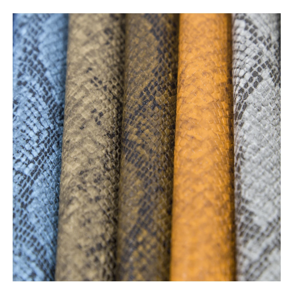 Embossed Snake Skin Vinyl Printed Vegan Leather Fabric Waterproof PU Material for Upholstery New Snake Leather Bag and Shoe