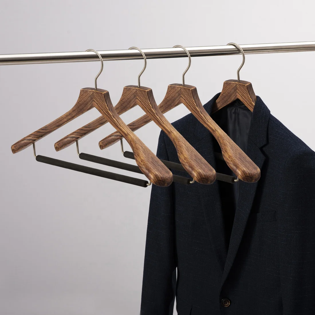 Vintage Wooden Hanger Walnut Wood Coat Blazer Hanger