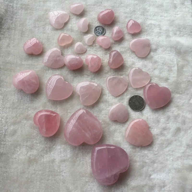 30mm Rose Quartz Heart Small Gemstone Pink Rose Quartz Heart Crystals