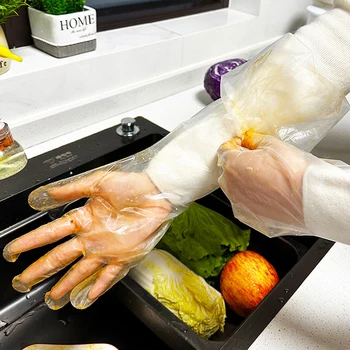 Wholesale High Quality Dishwashing Kitchen Gloves 100pcs Pack Household Disposable Thick Long Cleaning Rubber Gloves