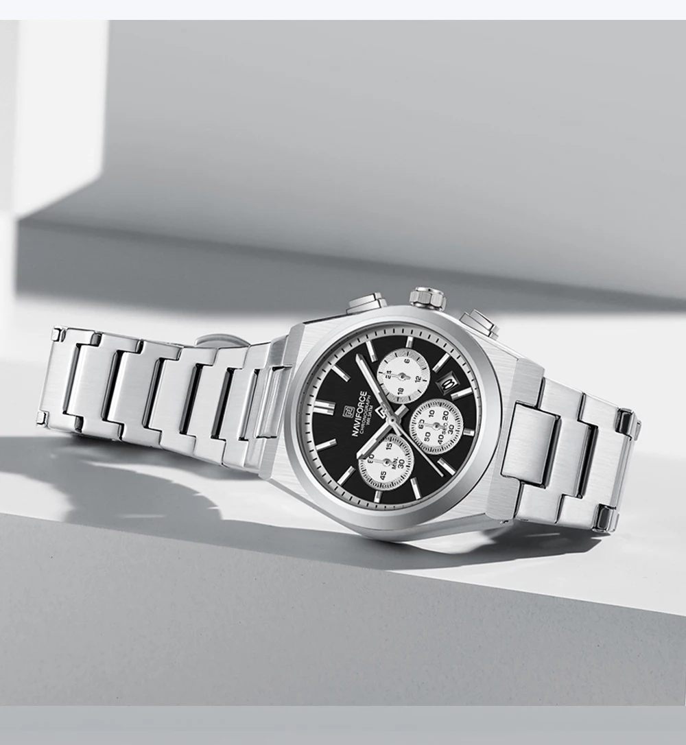 NAVIFORCE NF8048G/L Chronograph Stainless Steel Bracelet Couple 8048 Brand Women Watch Quartz Men Wristwatch Lover's Watches