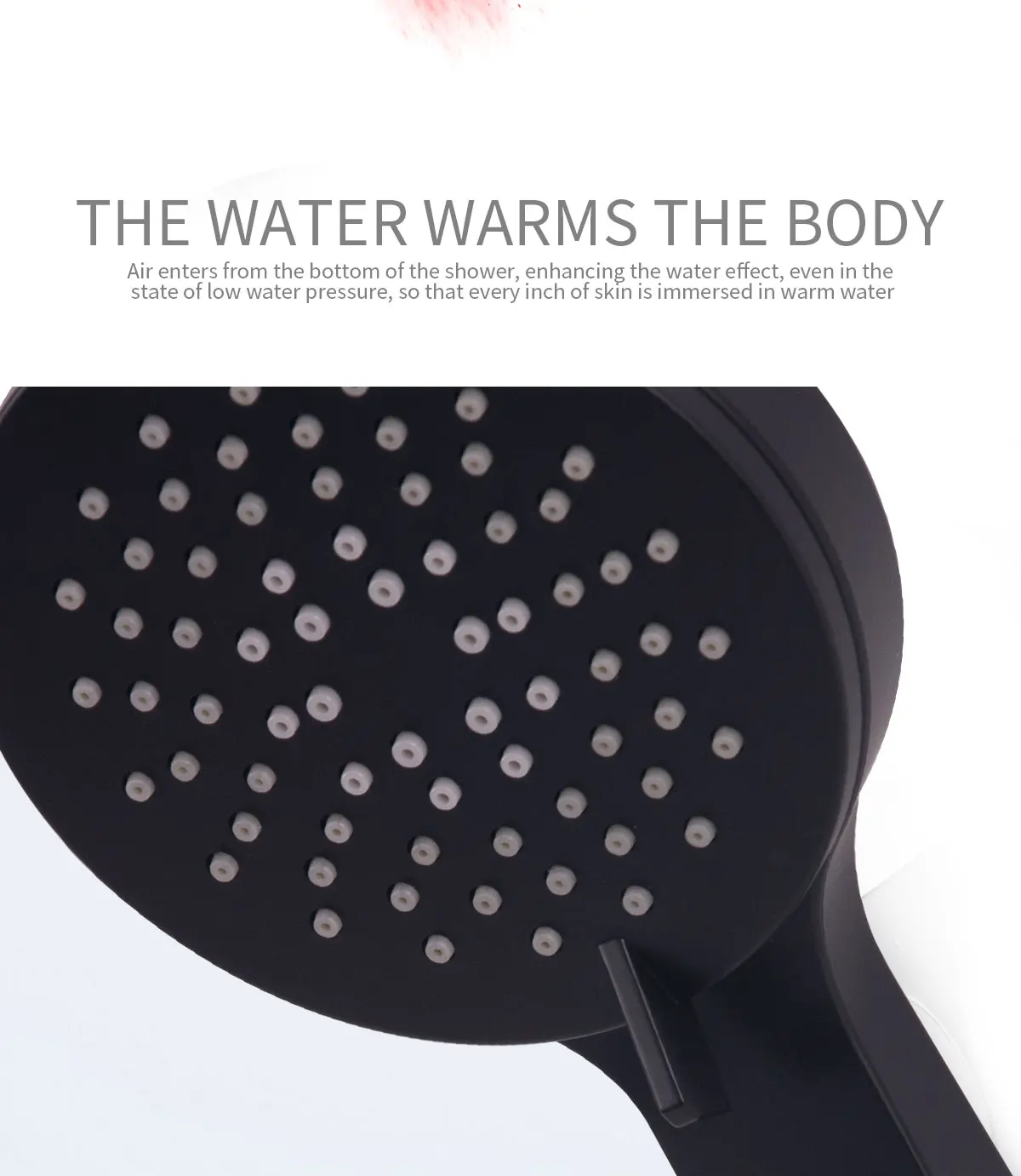 Modern Brass Round Single Function Bar Valve Shower  System - Black details