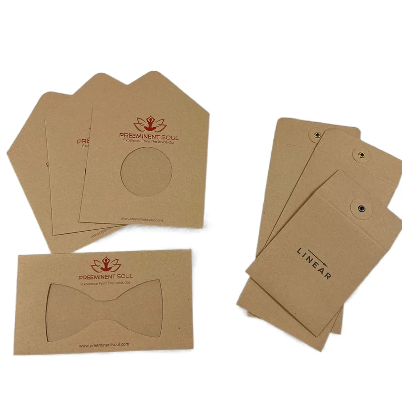 High quality custom brown kraft envelope with gold foil logo printed