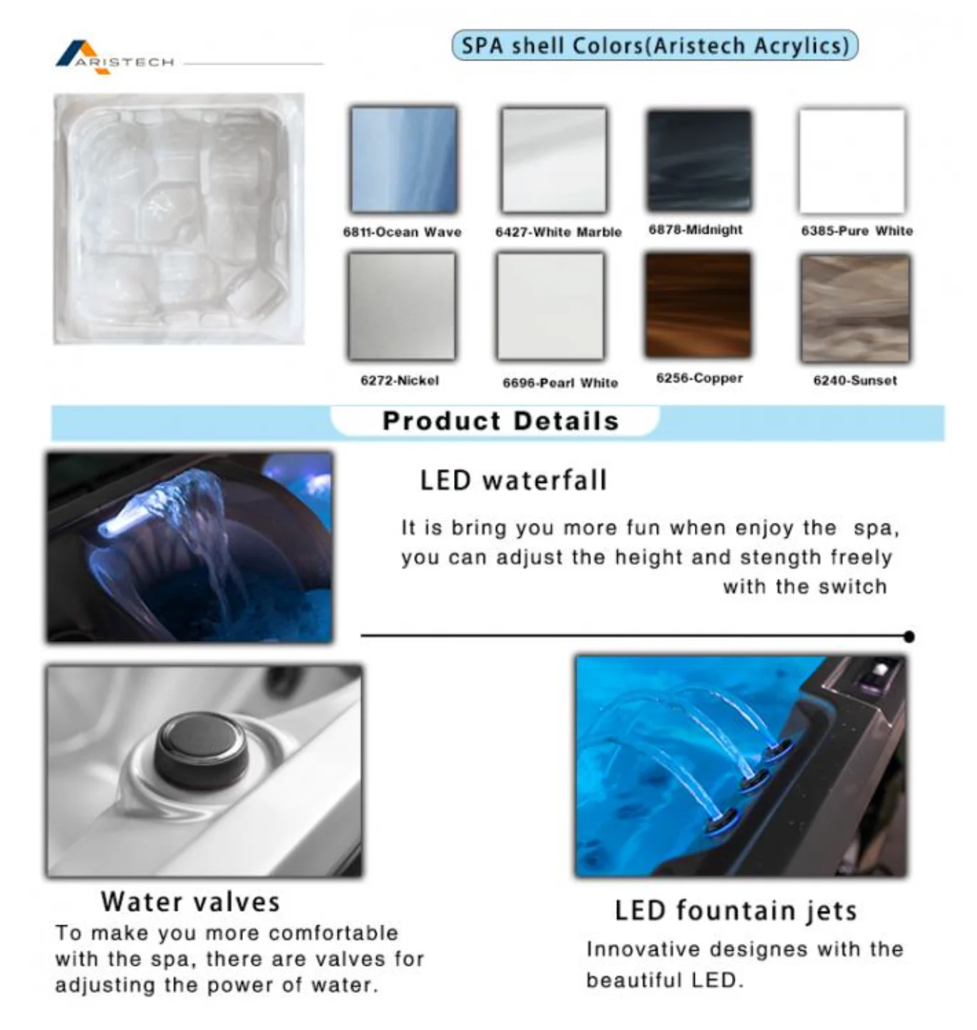 Freestanding Luxury 6 Seats Hot Tub with Balboa System Control and 38 Total Jets for Outdoor Relaxation