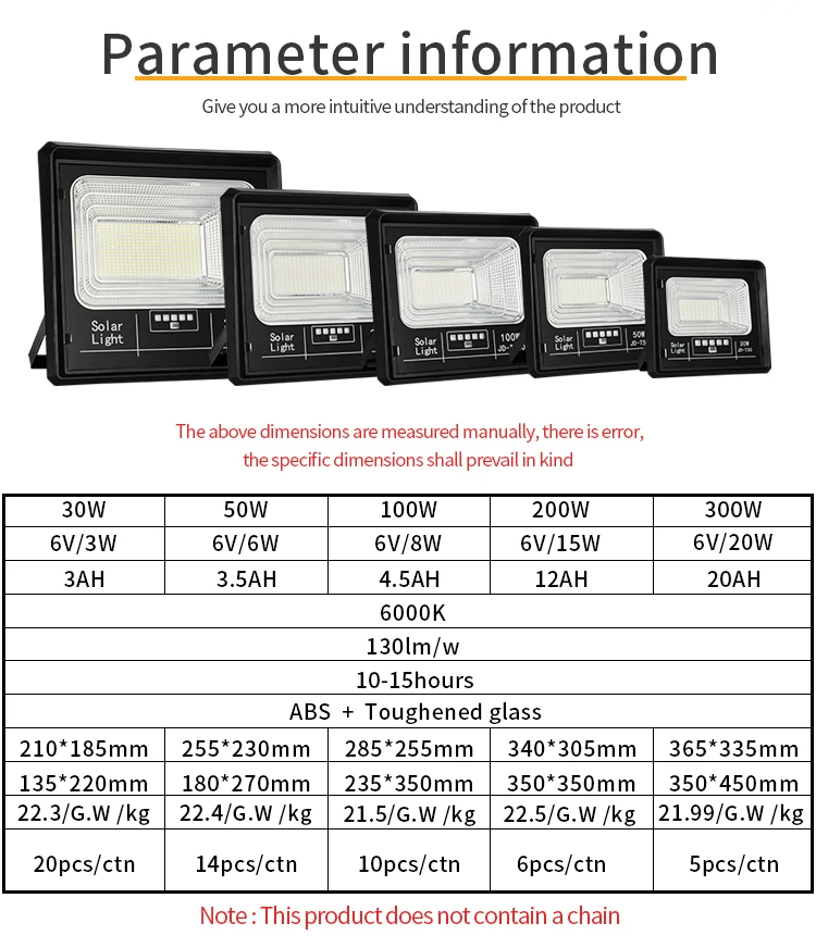IP67 Aluminum ABS 200w SMD Solar powered Flood Lights Outdoor Led Flood Light With Power Display