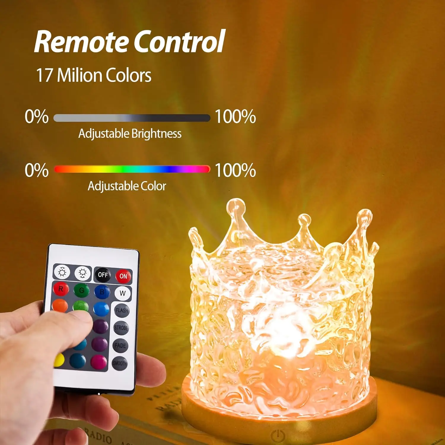 16 Colors LED Gradual Rotating Flame Water Lamp Ocean Wave Light Aurora Projector Table Lamp  with Remote Control