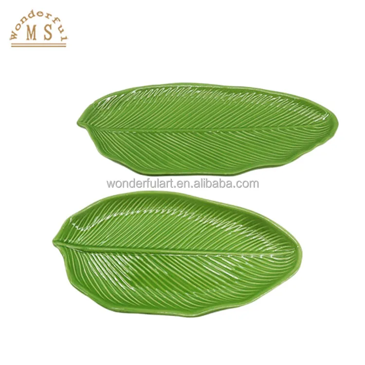 Ceramic tree leaves vegetable dish Shape Holders 3d Style plant tray Kitchenware porcelain color glazing plate botany Tableware