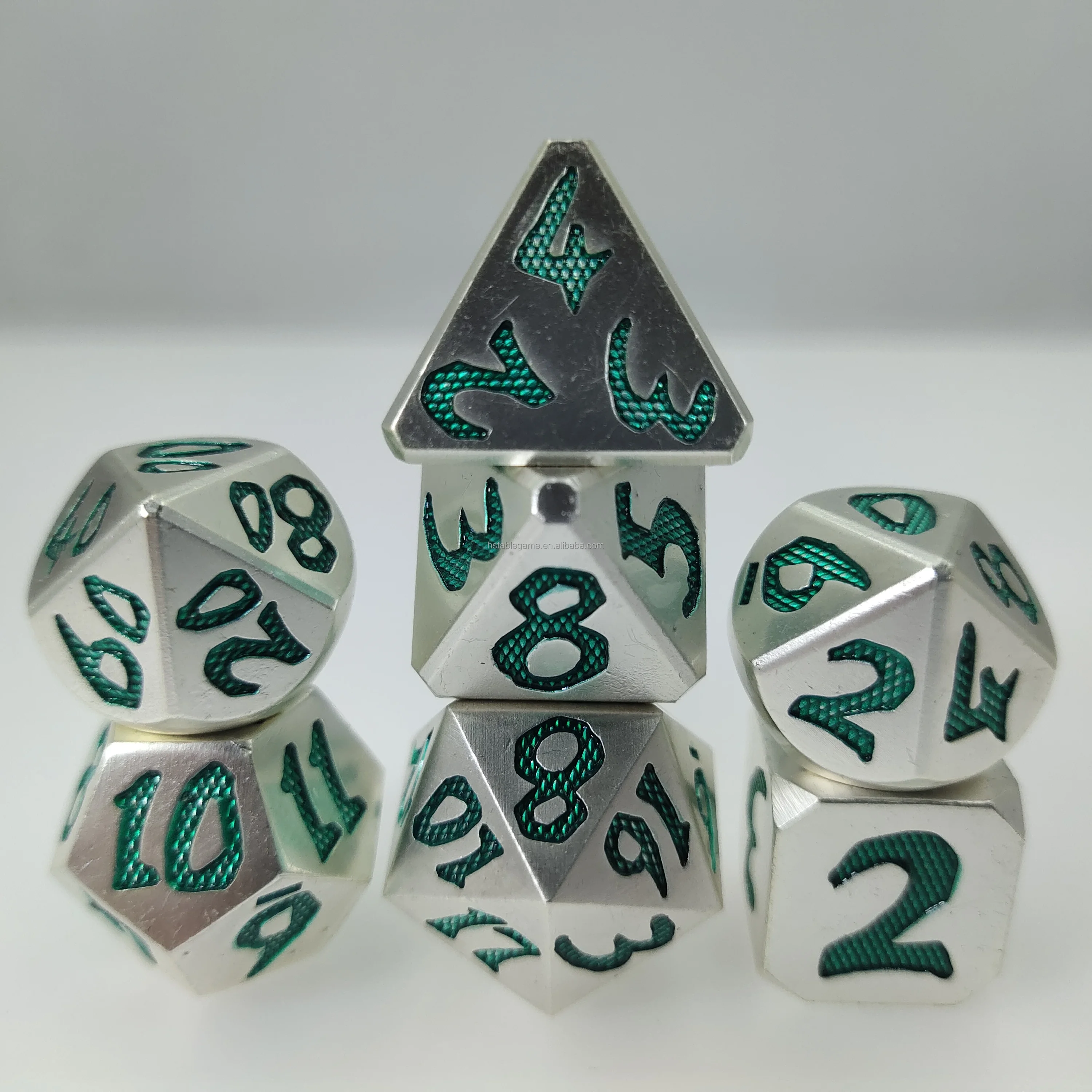 Cthulhu Metal Dice Set For D&D - 7-Piece Hollow Polyhedral RPG Dice With Tentacle Design