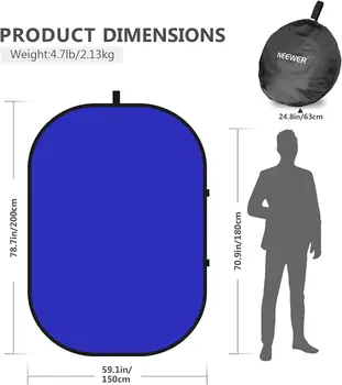 NEEWER  2 in 1 Collapsible and Reversible Background Double Sided Blue Screen and Gray Screen Chromakey Backdrop for Photography detail image