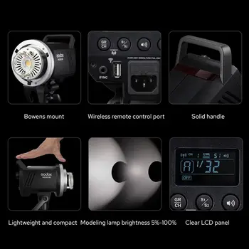 Godox-MS300V MS300-V 300W 2.4G Built-in Wireless Receiver Lightweight Compact Durable Bowens Mount Flash for Photographic Studio detail image