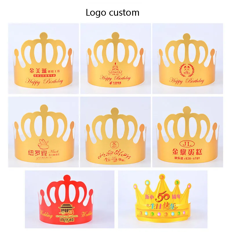 Gold Paper Crown Happy Birthday Cap Children Kids Girls Adult Baby Cake ...