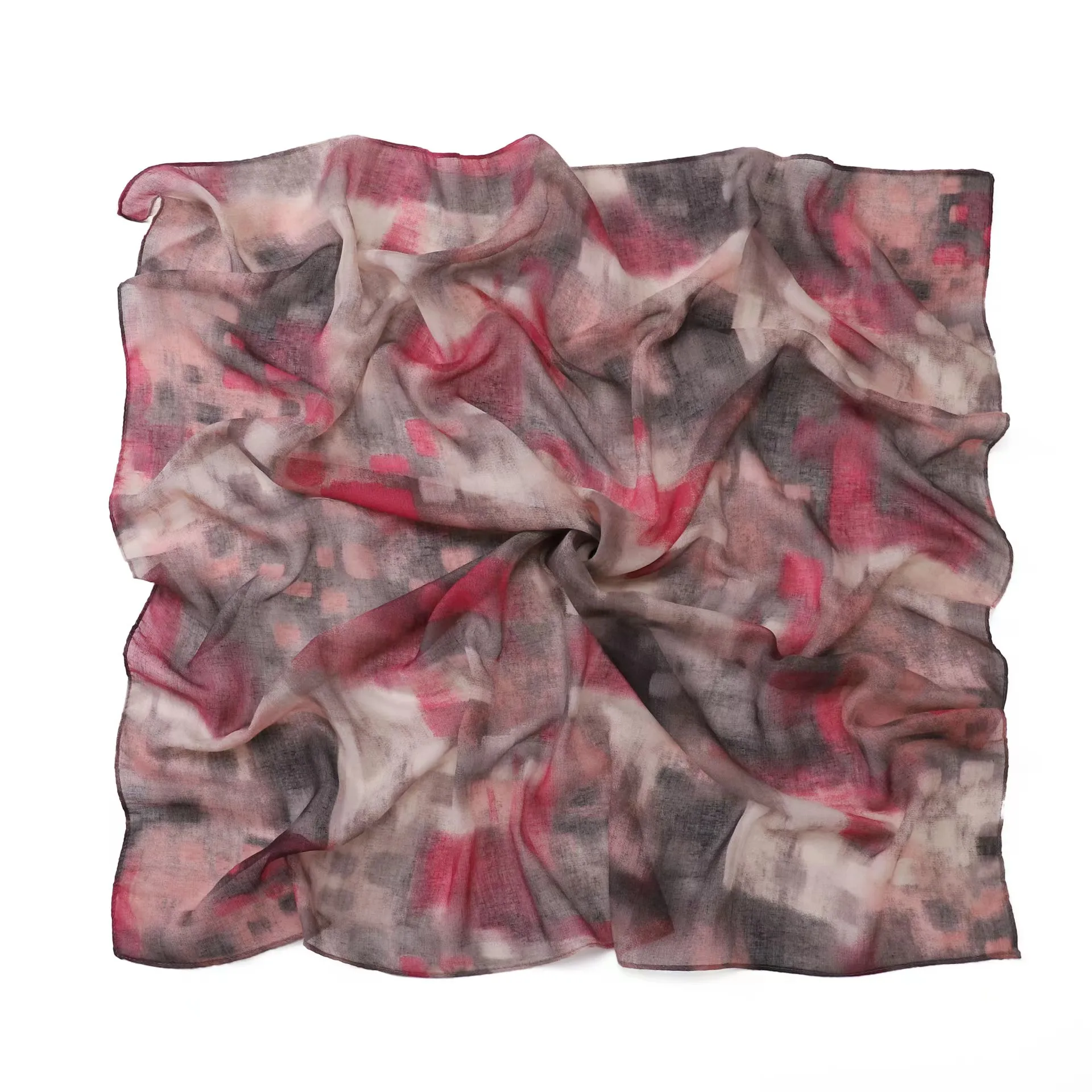 Custom Vela Modal Printed Fabrics Spring Season Square Hijab Scarf for Muslim Women Made of Cotton Modal