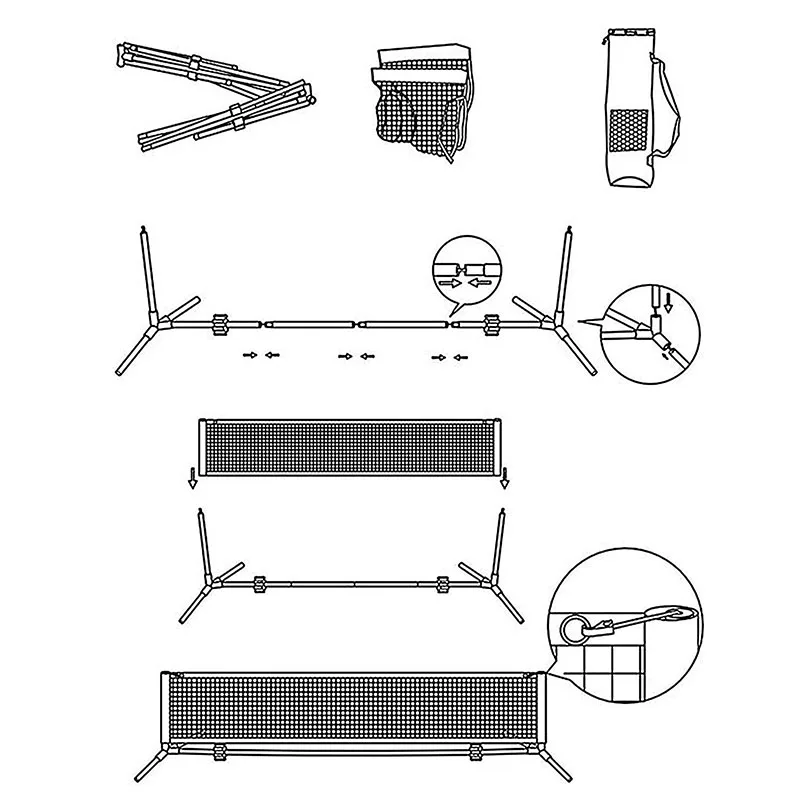 Competition Multi Sport Adjustable Height Portable Badminton Net  with Fast Assembly