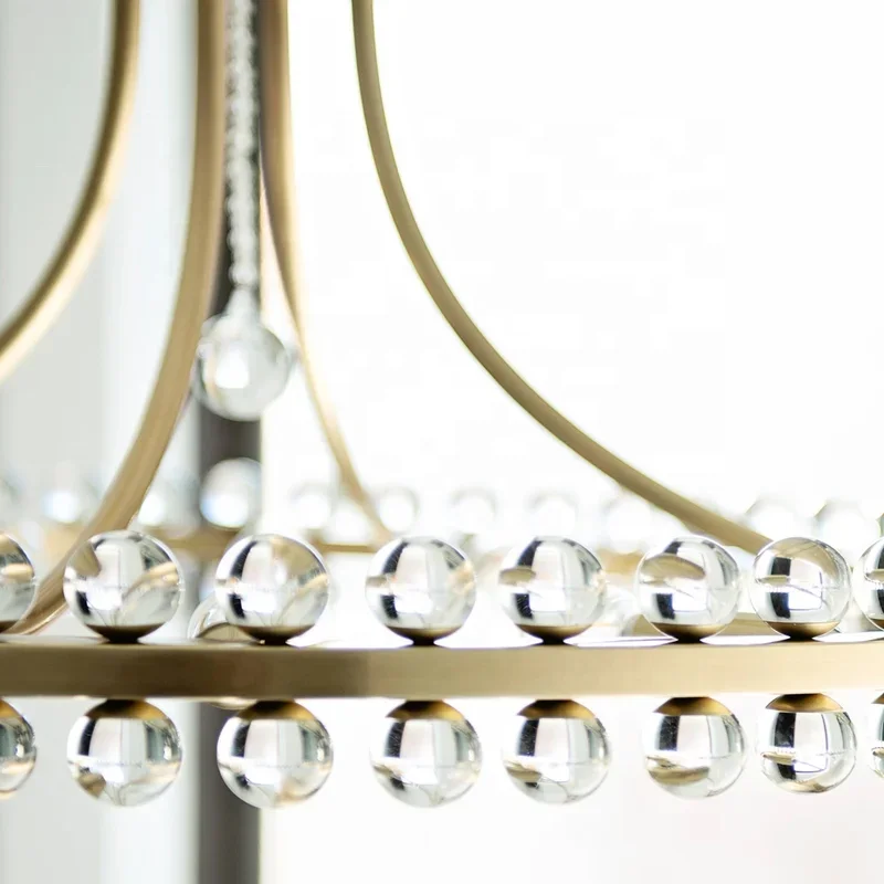 Modern Design Hotel Villa LED Round Ring K9 Crystal Balls Decorative Pendant Lamp Ceiling Light Decorative Chandelier