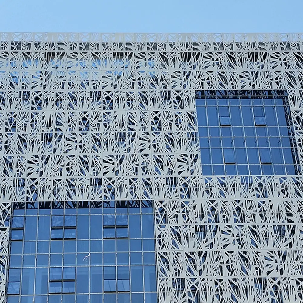 Customized Exterior Colored Aluminum Cladding Facade Panels Laser Cut Metal Hotel Decoration Durable Steel Material Outdoor Use