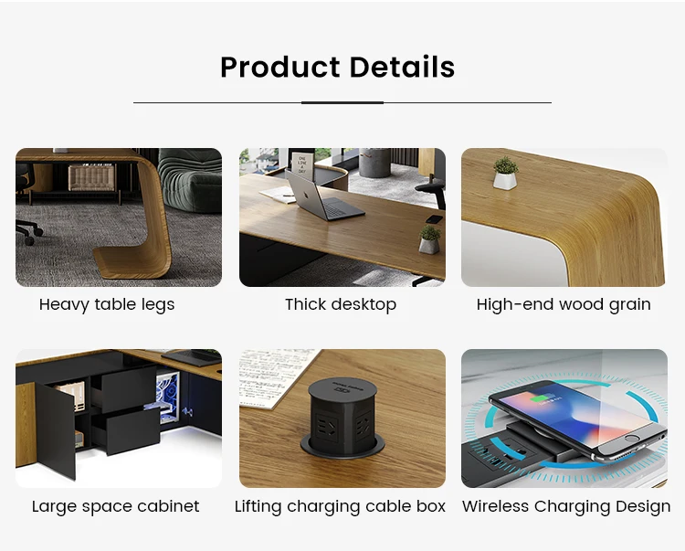 Wholesale Customizable Luxury Modern Boss Table Desk Wood Office Table With Elegant Design for Boss or Executive Use