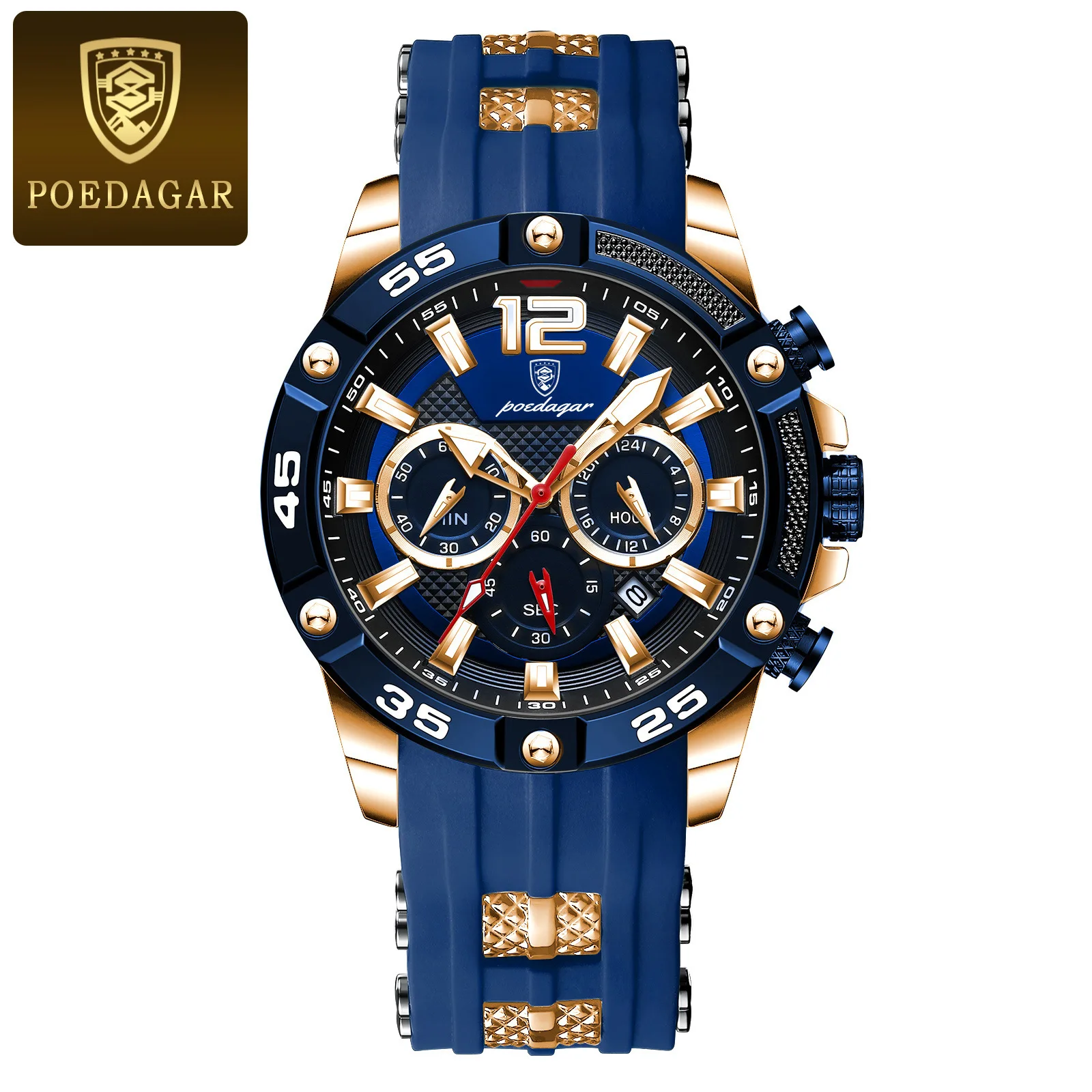 POEDAGAR 912 Casual Men Watch Luxury Waterproof Luminous Chronograph Date Man Wristwatch aperçu 7