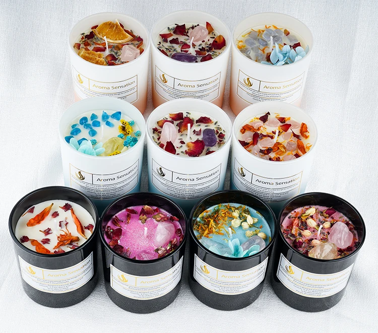 Wholesale Candle Glass Custom Private Label Velas Healing Crystal