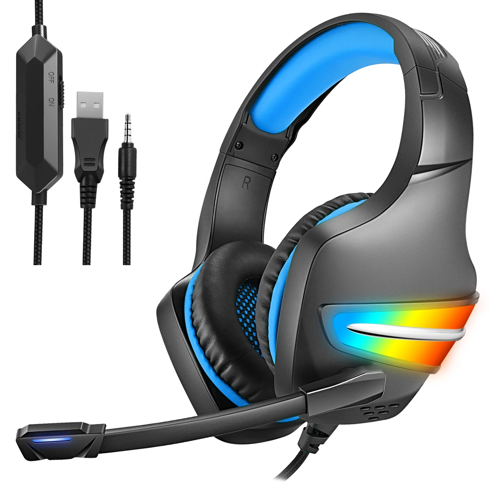 Design Ergonômico Leve E Confortável De Metal Barra Deslizante 50  Milímetros Falante Estéreo Moda Macio Rgb Com Fio Gaming Headset Com  Microfone - Buy 3.50 Milímetros Falante Estéreo,Alta Sensibilidade Caneca  Estéreo Vento,Cancelamento