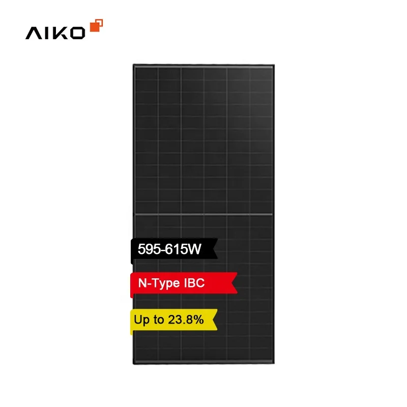 Aiko Good Quality IBC New Tech Half Cell N Type 595w 600w 605w 615w Solar Panel for Commercial