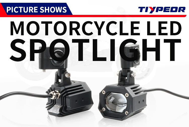 TIYPEOR Upgrade Motorcycle Aluminum Super Bright Spotlight High/Low Beam Auxiliary Headlight Fog Light for Off-road ATV UTV SUV details