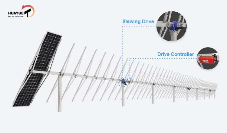 Huayue Solartracker-66 kW HYP-2-120PV-78-IR-M-3SD Solartracker automatischer Solartracker Flacher einachsiger Tracker