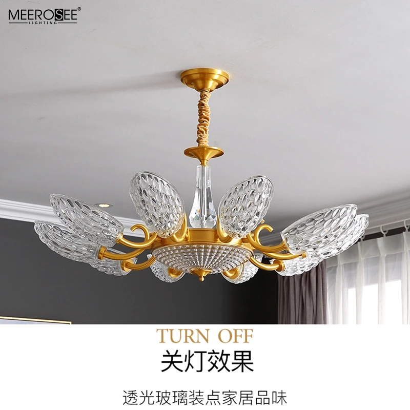 Meerosee Semicircle Transparent Glass Lampshade Chandelier Lamp Lamparas Decorativas Lighting Home Decor Lamp Modern MD86817