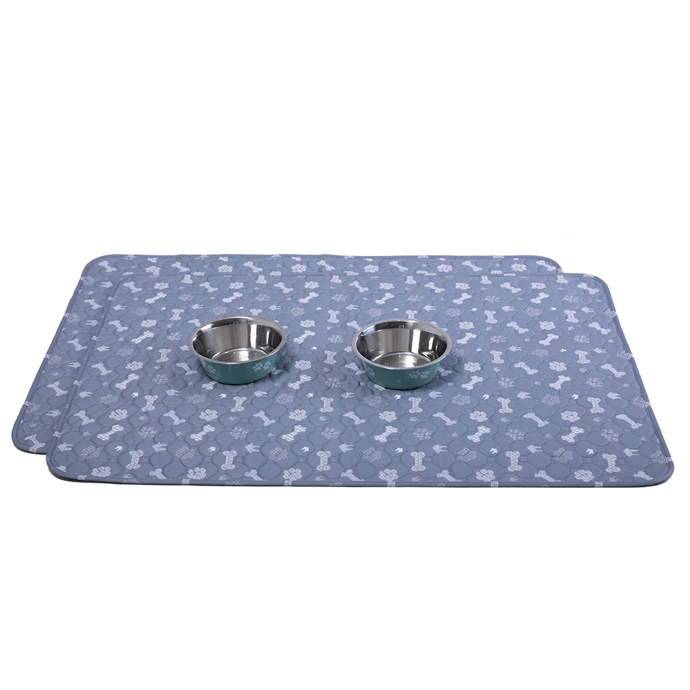 New 2PCS 860ml Stainless Steel Pet Bowls with 2pcs 70*100cm Washable Pet Pee Pad Reusable Pet Feeding Set for Cats and Dogs factory