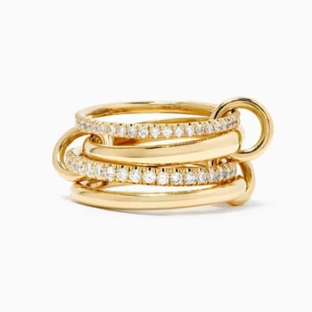Wholesale Custom Luxury Unique Fine Jewelry Four Linked Eternity Band Combination 925 Sterling Silver Rings for Girls