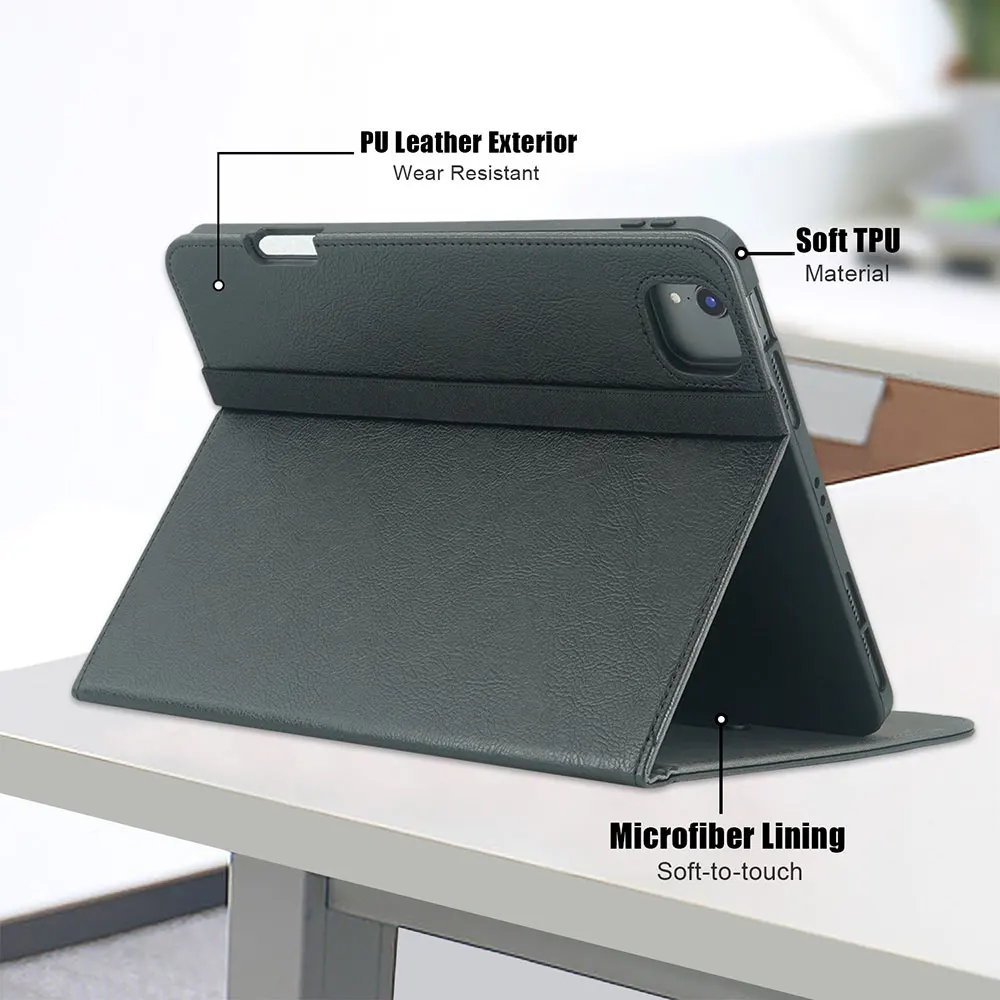 product laudtec pu leather book style tablet case 3 angle anti slip fold stand cover business travel for ipad air 11 2024 pro11 pbk319-6