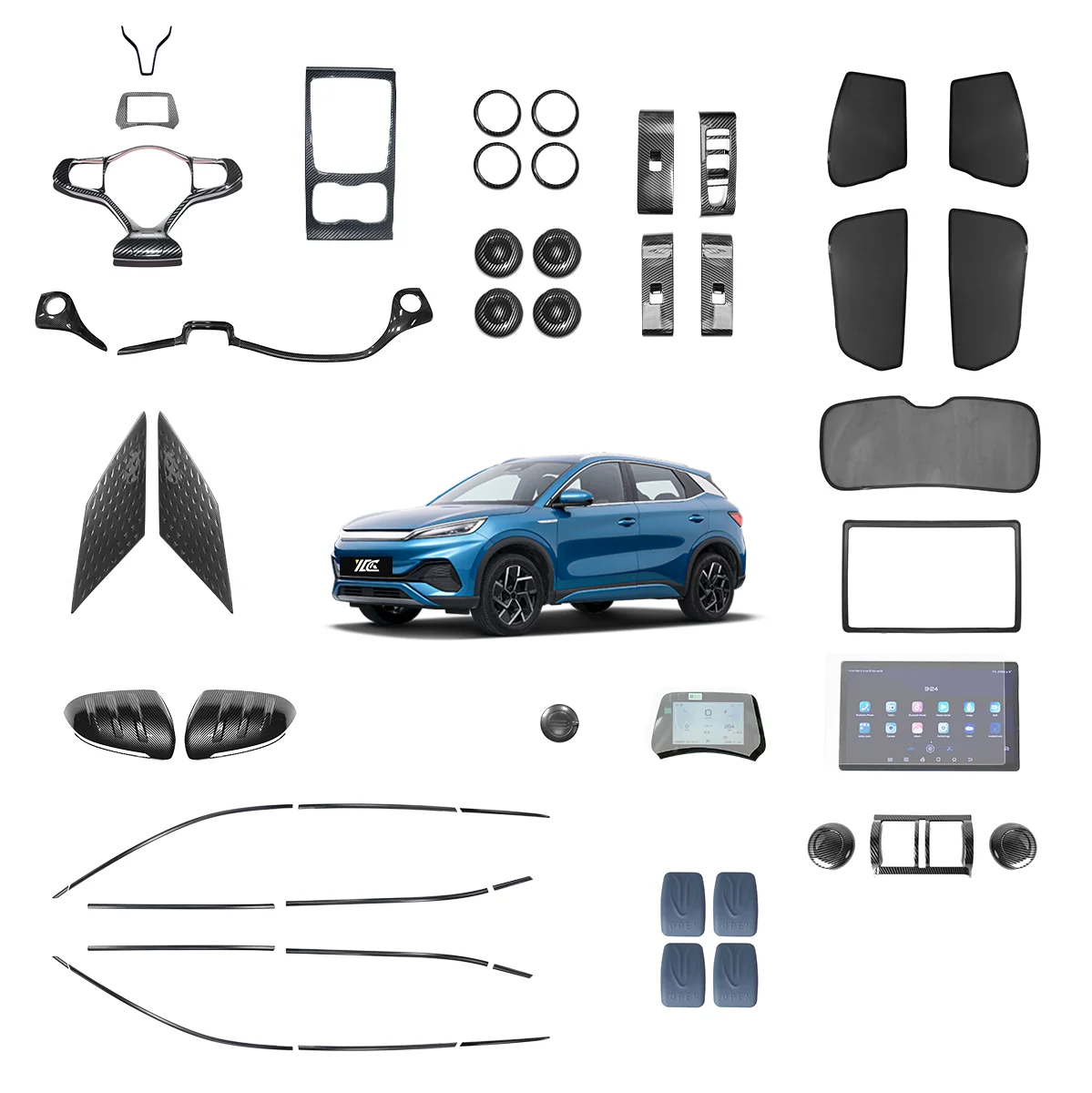 Auto Interior Accessories for BYD Atto 3 Yuan Plus Exterior Accessories Customized ABS Imitate Carbon Decorative Trims Cover