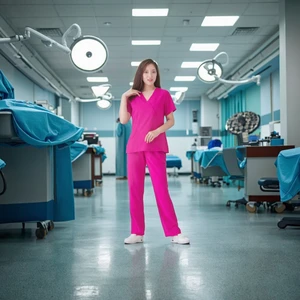 Women's Fashion Custom Nursing Scrub Suit with Stretch Woven Fabric for Hospital Use