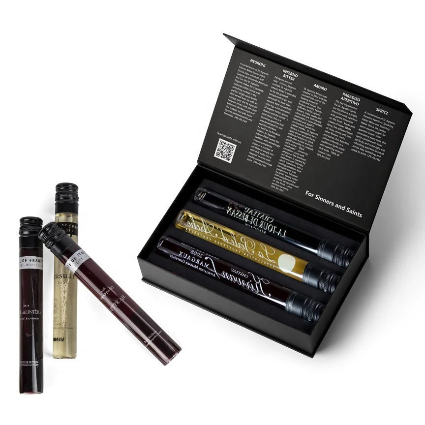 Custom Black Paper Empty Perfume Discovery Tester Mini Sample Gift Box Oil Perfume