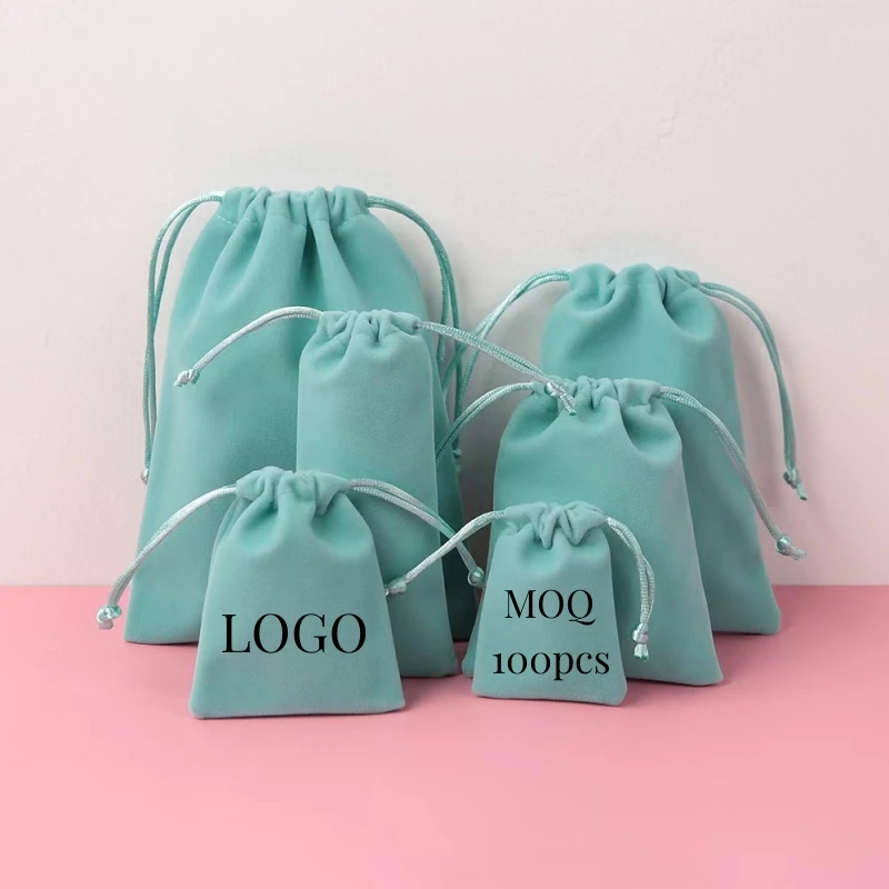 Cheap Custom Logo Drawstring Velvet Bag Pouch For Jewelry Packaging ...