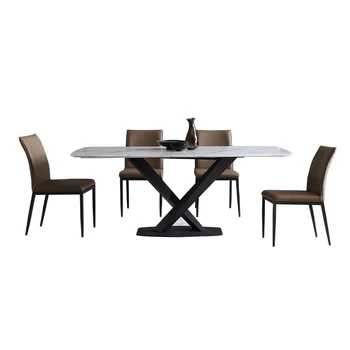 Deluxe dining table rock plate long dining table artificial marble dining table