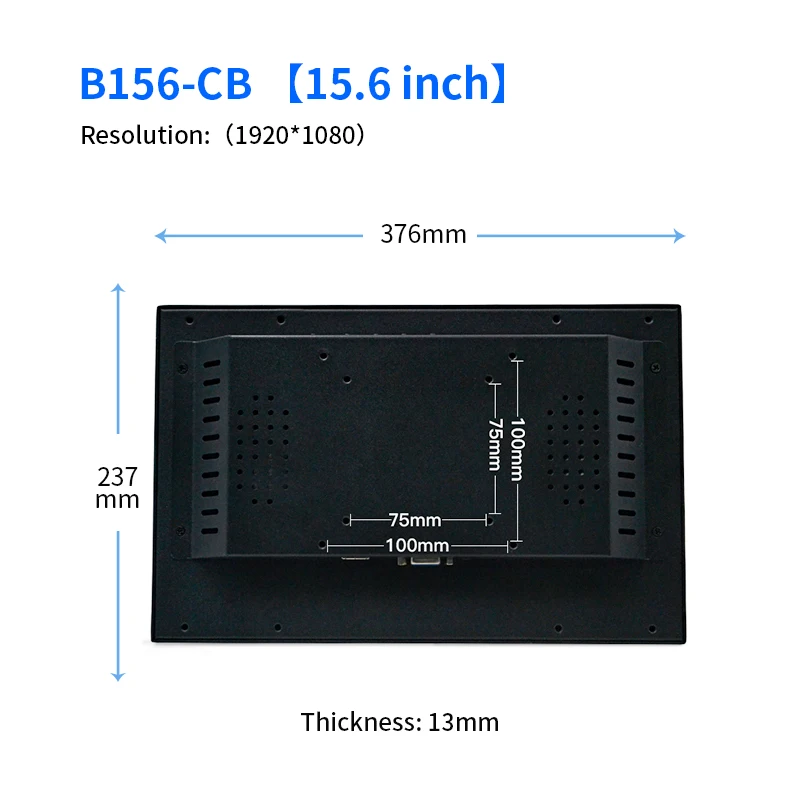 15.6 Inch Pure Flat Industrial Capacitive Touch Monitor with Aluminum Alloy Frame for Embedded Wall Mount