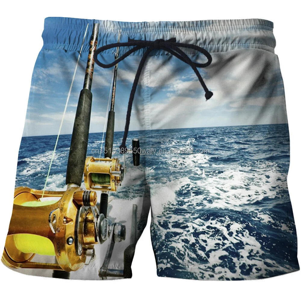 pantaloncini da surf casual sportivi con stampa completa oem pantaloncini da spiaggia ad asciugatura rapida in poliestere pantaloncini da pesca elasticizzati a 4 vie per695_voghion.com