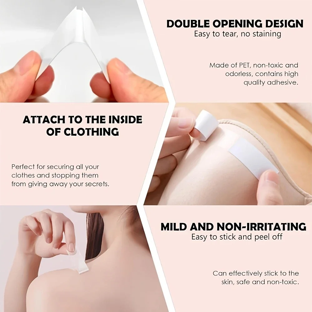 Fashion Clothing Tape Double Sided, Clothes and Body Tape for Women, Dress Fabric Sticky Tape, 50Strips Fashion Clothing Tape Double Sided, Clothes and Body Tape for Women, Dress Fabric Sticky Tape, 50Strips