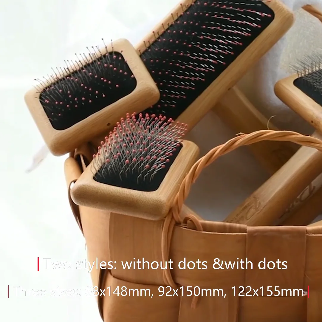 Pro Quality Self Cleaning Bamboo Wood Pet Dog Slicker Long Bristle