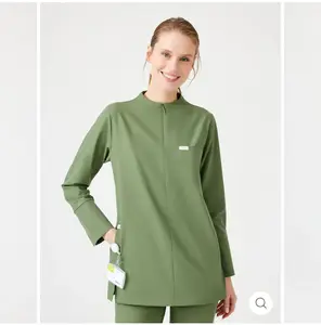 Wholesale Custom Logo Scrub Suits Stretch Breathable Female Long Sleeve Sets Nursing Medical Spandex Hospital Scrubs Spa Uniform